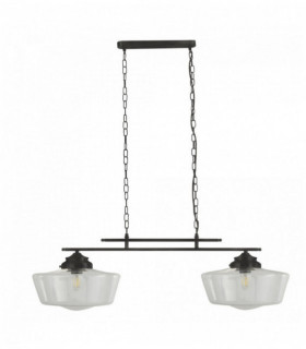 Hanging lamp 2 black school bulbs with glear glass