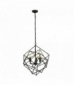 Suspension cube 3 bulbs geometric cube black frame