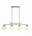 School pendant lamp 4 satin silver bulbs with opal glass