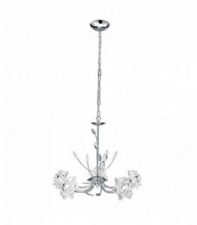 Bellis ceiling light 5 lights chrome transparent glass flower