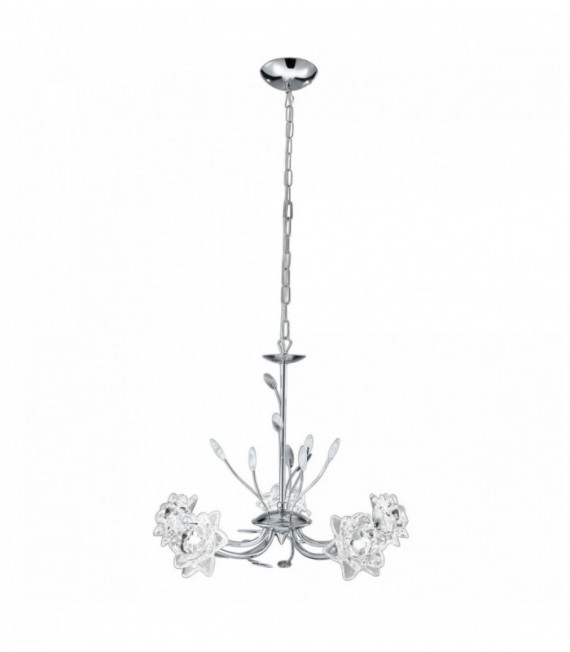 Decken Bellis 5 Ampullen Chrom Glas transparent Blume
