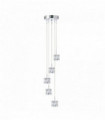 Suspension ice cube led - abat-jour en verre transparent multi-gouttes 5 ampoules chrome