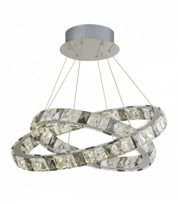 Suspension optica 2 ring led cristal transparent et fumé