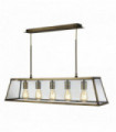 Voyager pendant light 5 bulbs lantern bar antique brass glass