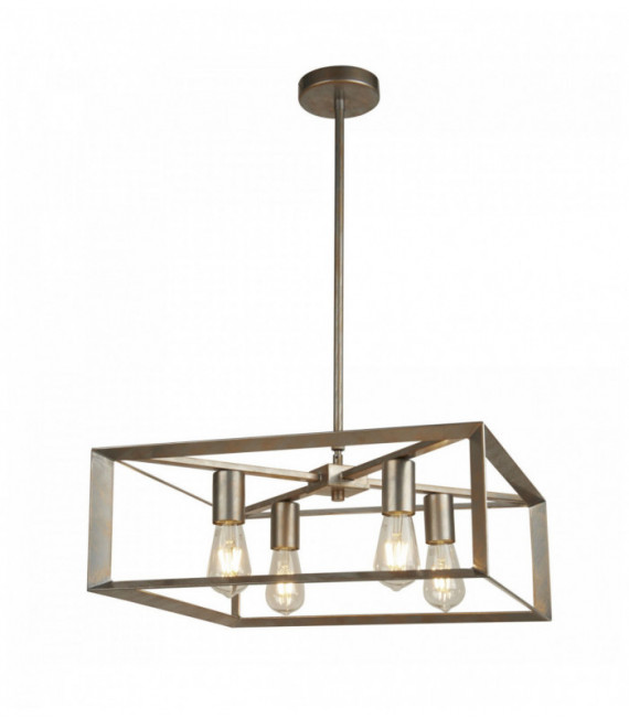 Hanging Heaton 4 lampadine finitura argento spazzolato oro