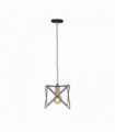 Suspension anthea 1 ampoule cadre noir avec détails en cuivre