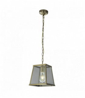 Suspension lantern voyager 1 ampoule conique en laiton antique avec verre transparent