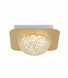 Plafonnier led carré 1 litre celestia - feuille d'or avec acrylique transparent