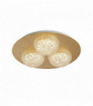 Plafonnier led rond celestia 3 ampoules - feuille d'or avec acrylique transparent