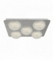 Plafonnier led celestia 5 ampoules - feuille d'argent avec acrylique transparent