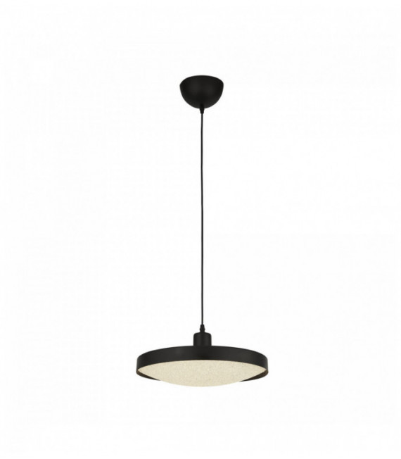 piattino sospensione LED - nero con il cristallo diffusore sabbia