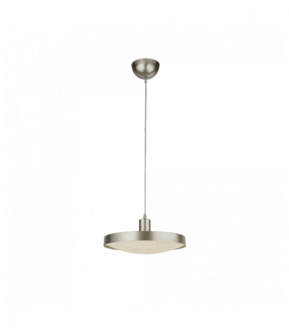 piattino sospensione LED - argento con diffusore in cristallo sabbia