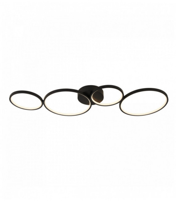 Circus ceiling light with 4 ring led bulbs, matt black