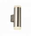 Outdoor led wall light 2 bulbs & satin silver porch