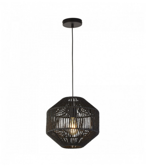 1-light wicker pendant, black wicker