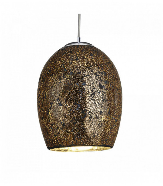 Sospensione 1 crackle bulbo sospensione bronzo e argento mosaico satinato