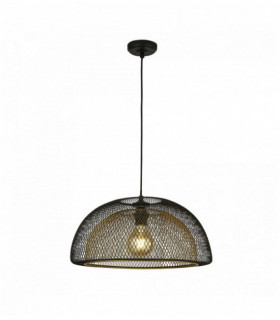 1-light honeycomb double layer mesh pendant light, black exterior with gold interior