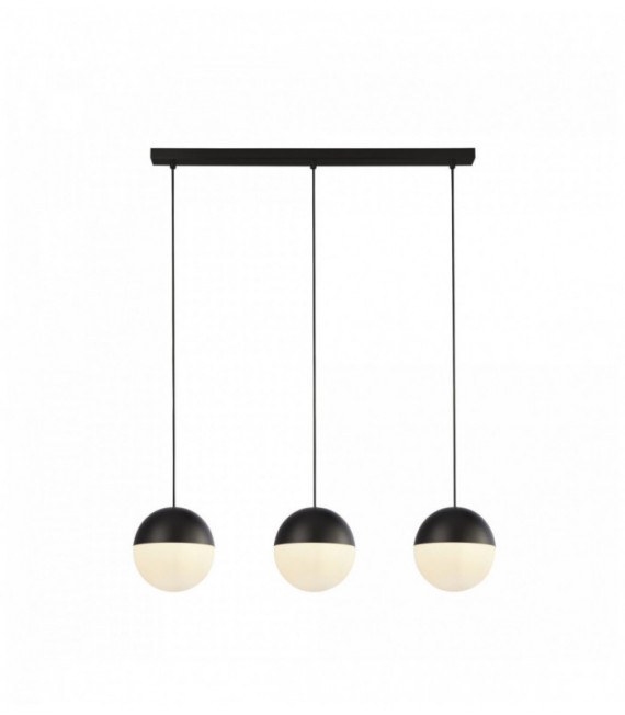 Pendant lamp endor 3 bulbs, black with opal glass. DIA180mm ball