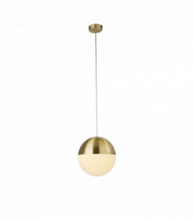 Suspension endor 1 ampoule, finition laiton satiné avec verre opale. diamètre 250mm