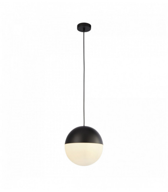Pendant lamp endor 1 bulb, black finish with opal glass. diameter 250mm