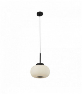 Suspension lumina 1 bulb with frosted ridged glass