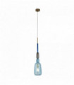 Narghile glass pendant lamp 1 bulb with blue lampshade and bronze metal