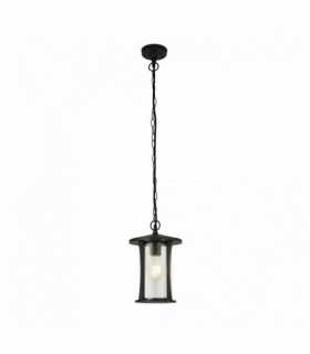 Outdoor suspension pagoda 1 bulb - black with transparent glass