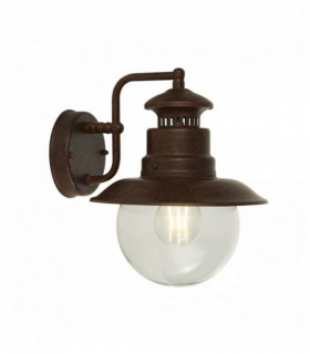 Outdoor wall lamp station 1 bulb - rustic brown with transparent glass