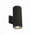 Applique extérieur haut / bas pour mur / porche - noir avec verre transparent