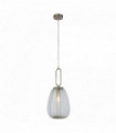 Suspension in ribbed glass elixir 1 bulb, transparent glass, satin nickel
