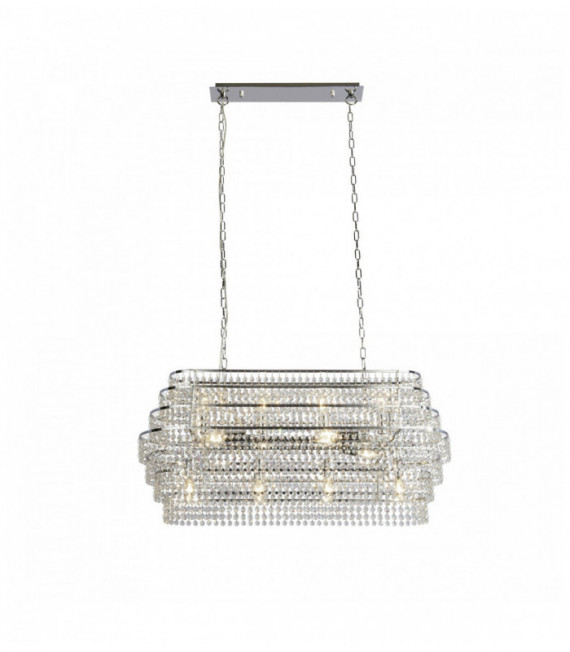 Suspension rené 12 bulbs with suspended crystal - chrome