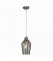 Suspension chevron 1 ampoule avec verre fumé nervuré - chrome