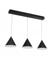 Suspension de barre led conique 3 ampoules - noir