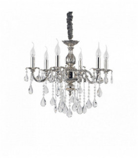 Silver crystal pendant IMPERO 6 bulbs