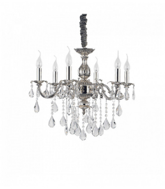 Silver crystal pendant IMPERO 6 bulbs