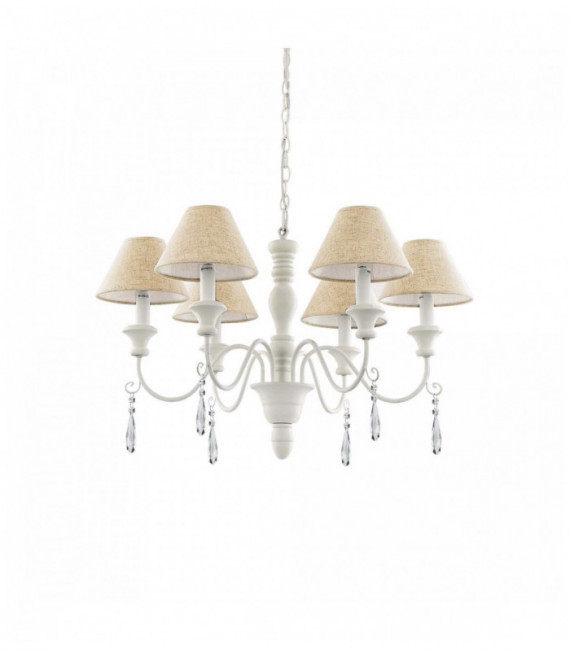 Suspension Blanche antique PROVENCE 6 ampoules