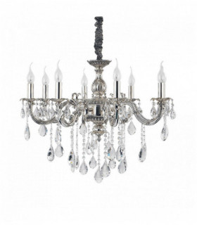 Silver crystal pendant IMPERO 8 bulbs