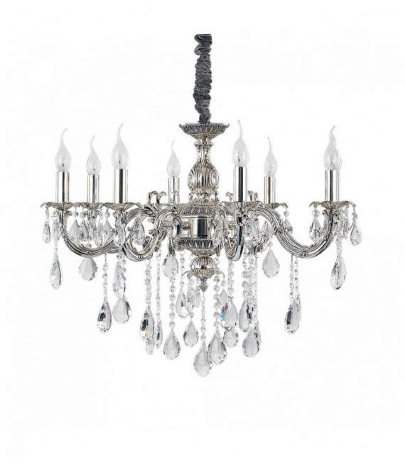 Colgante de cristal de plata IMPERO 8 bombillas