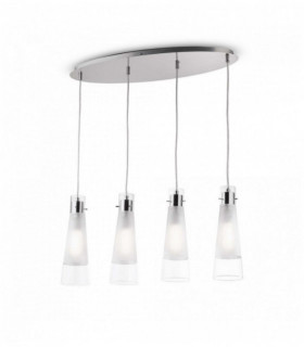 KUKY Colgante Transparente 4 bombillas