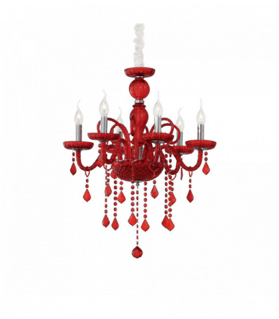 Lampadario GIUDECCA in cristallo rosso 6 lampadine
