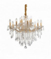Suspension Dorée en cristal FLORIAN 12 ampoules
