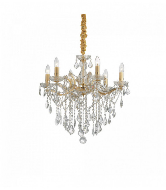 Suspension Dorée en cristal FLORIAN 6 ampoules
