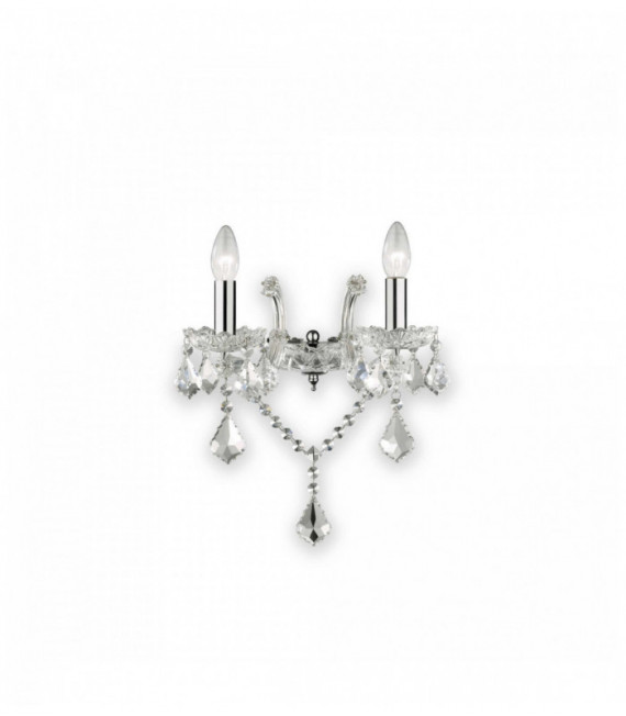 Chrome wall light in crystal FLORIAN 2 bulbs
