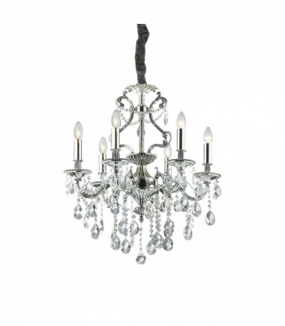 Suspension Argentée en cristal GIOCONDA 6 ampoules