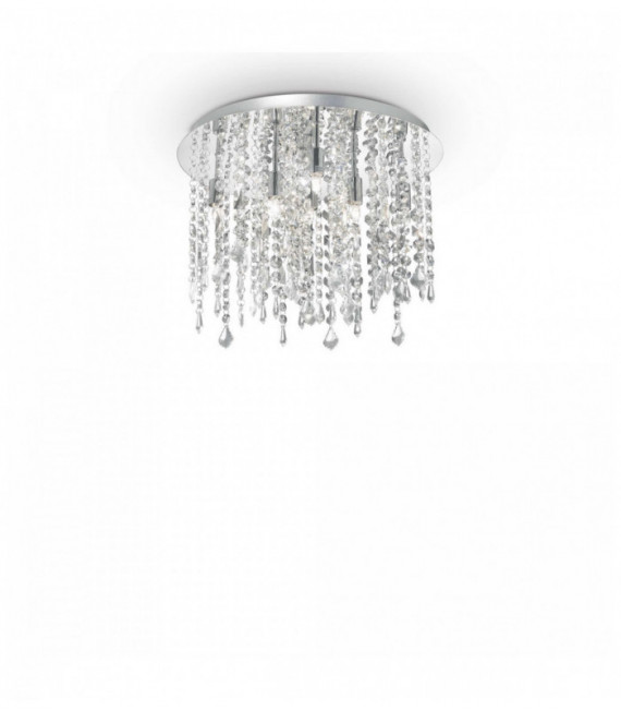 Plafonnier Chrome en cristal ROYAL 8 ampoules