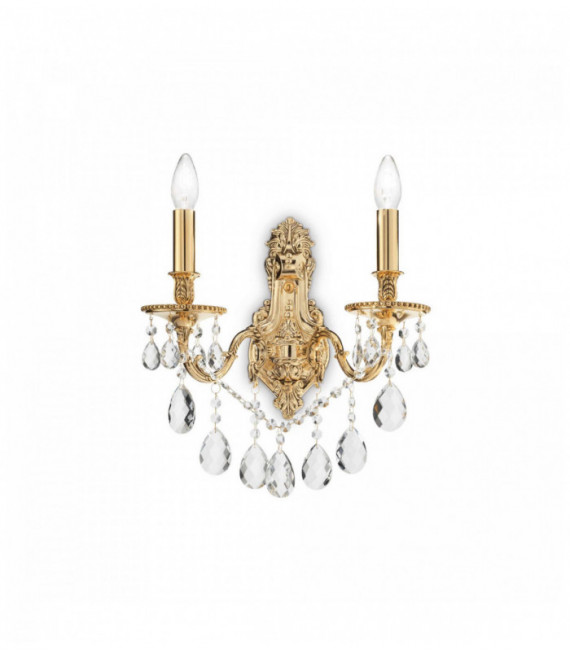 Golden wall light in GIOCONDA crystal 2 lights