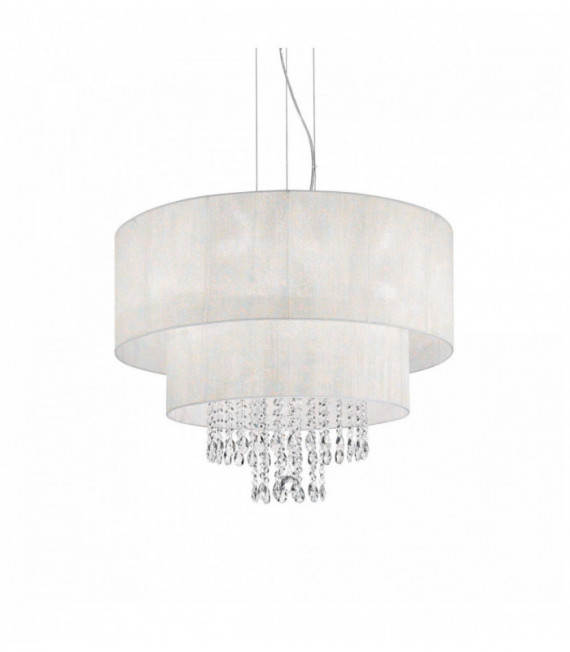White crystal pendant light OPERA 6 bulbs