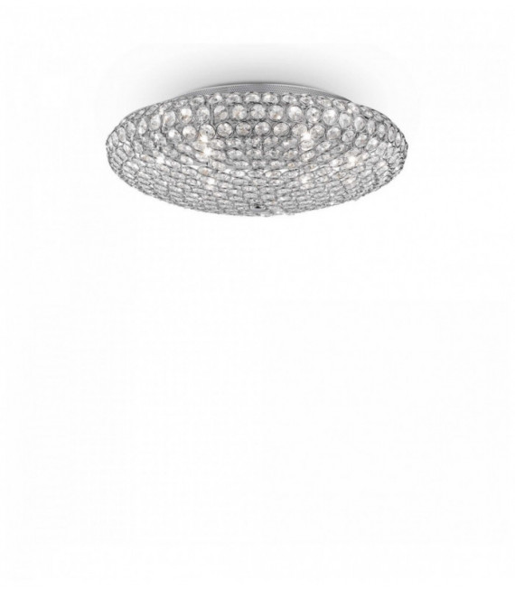 Lampada da soffitto cromata KING in cristallo 9 lampadine