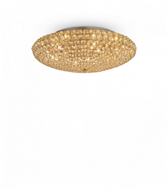 Plafoniera dorata in cristallo KING 9 lampadine