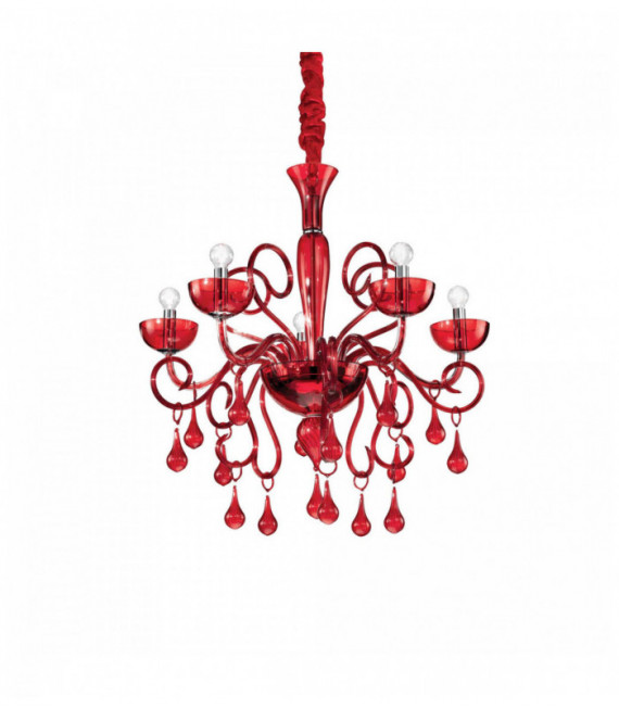 LILLY Colgante Rojo 5 bombillas